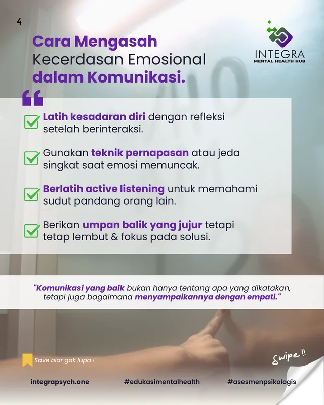 Kecerdasan emosional (EQ) adalah kunci utama dalam komunikasi efektif. Dengan kemampuan untuk mengenali, memahami, dan mengelola emosi—baik diri sendiri maupun orang lain—kita dapat: