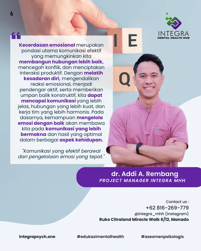 Kecerdasan emosional (EQ) adalah kunci utama dalam komunikasi efektif. Dengan kemampuan untuk mengenali, memahami, dan mengelola emosi—baik diri sendiri maupun orang lain—kita dapat: