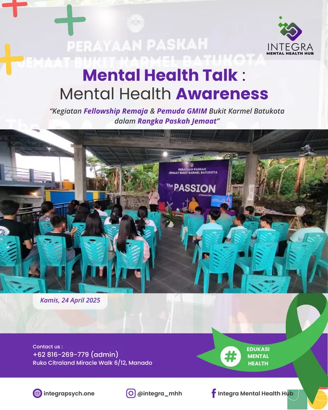 Mental Health Talk : Sebuah catatan syukur. terimakasih untuk setiap remaja, pemuda, dan jemaat yang hadir dalam kegiatan Fellowship & Mental Health Awareness.