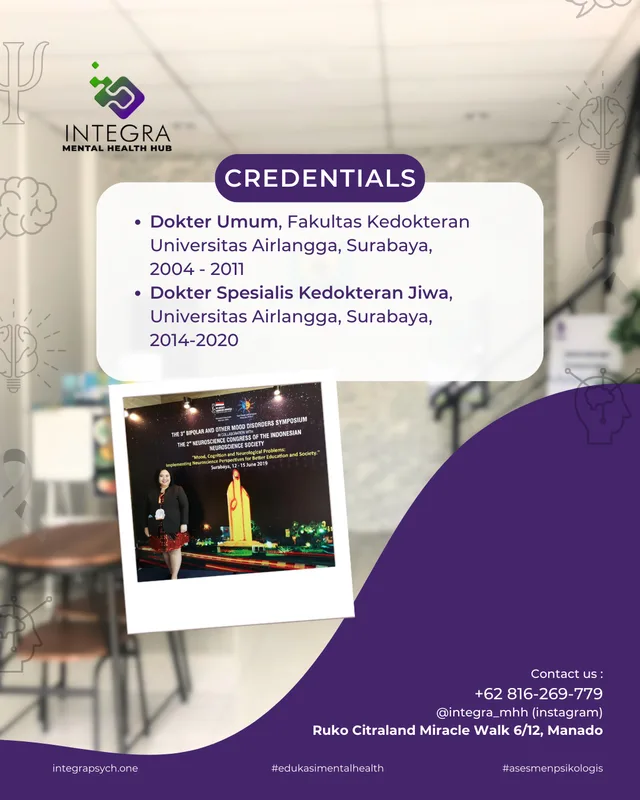 Profesional profil : dr. Diana R. S. Tairas, Sp.KJ (Psikiater) di INTEGRA MENTAL HEALTH HUB.