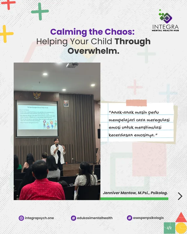 Seminar parenting “Calming the Chaos: Helping Your Child Through Overwhelm” yang diselenggarakan oleh Sekolah Dian Harapan Holland Village Manado, menghadirkan Jenniver Mantow, M.Psi., Psikolog.