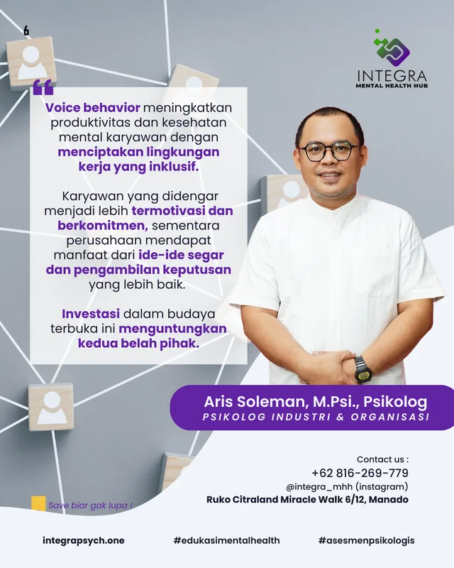 VOICE BEHAVIOR : Merupakan aspek fundamental dalam menciptakan lingkungan kerja yang sehat dan produktif. Dengan mendorong karyawan untuk secara aktif menyampaikan pendapat, ide, dan kekhawatiran secara jujur dan terbuka, organisasi dapat mencapai berbag